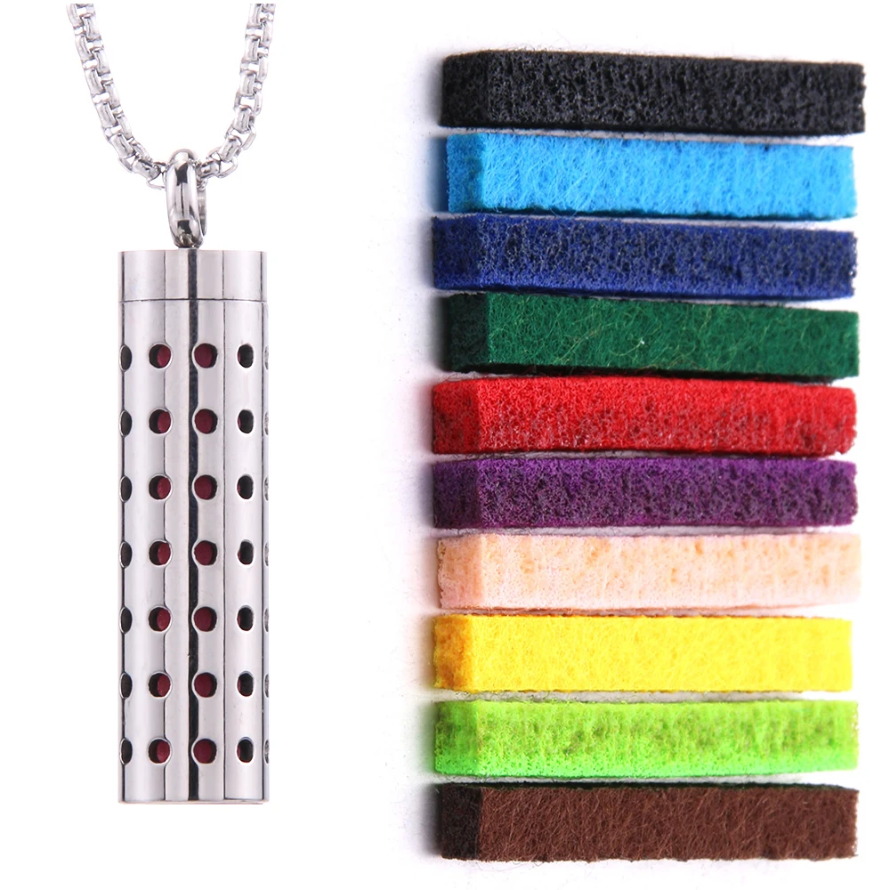 Aromatherapy diffuser necklace with interchangeable pads 