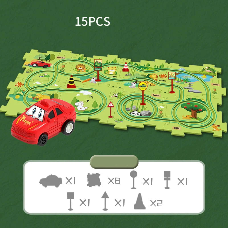 Circuit-puzzle educativ cu vehicule electrice 