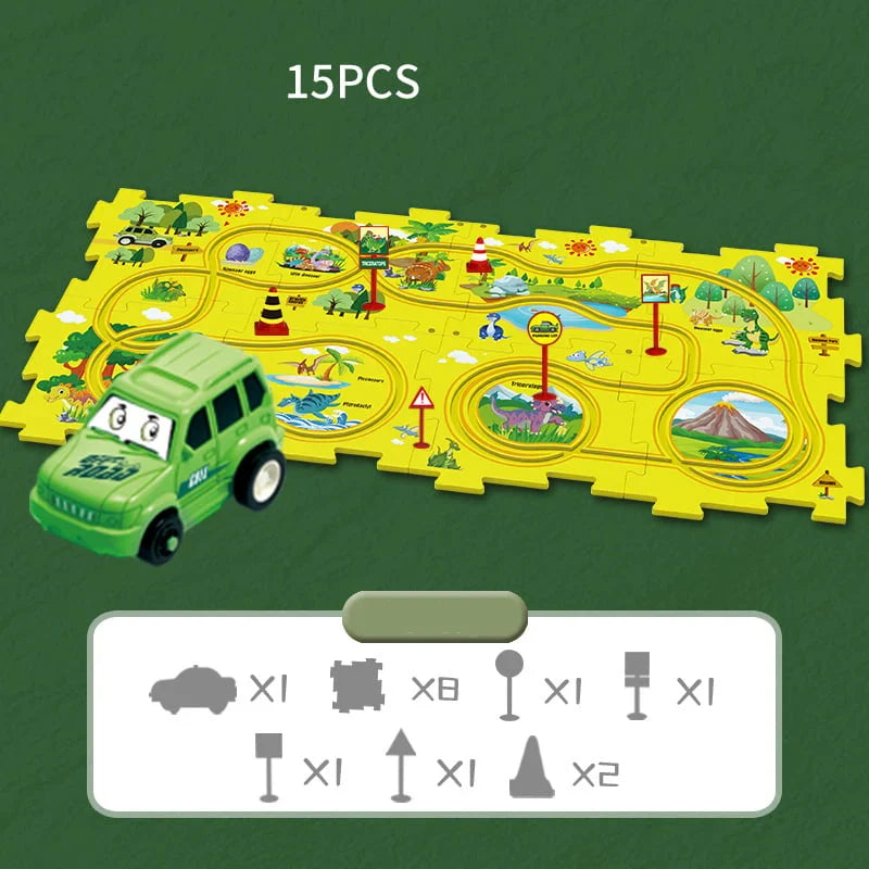 Circuit-puzzle educativ cu vehicule electrice 