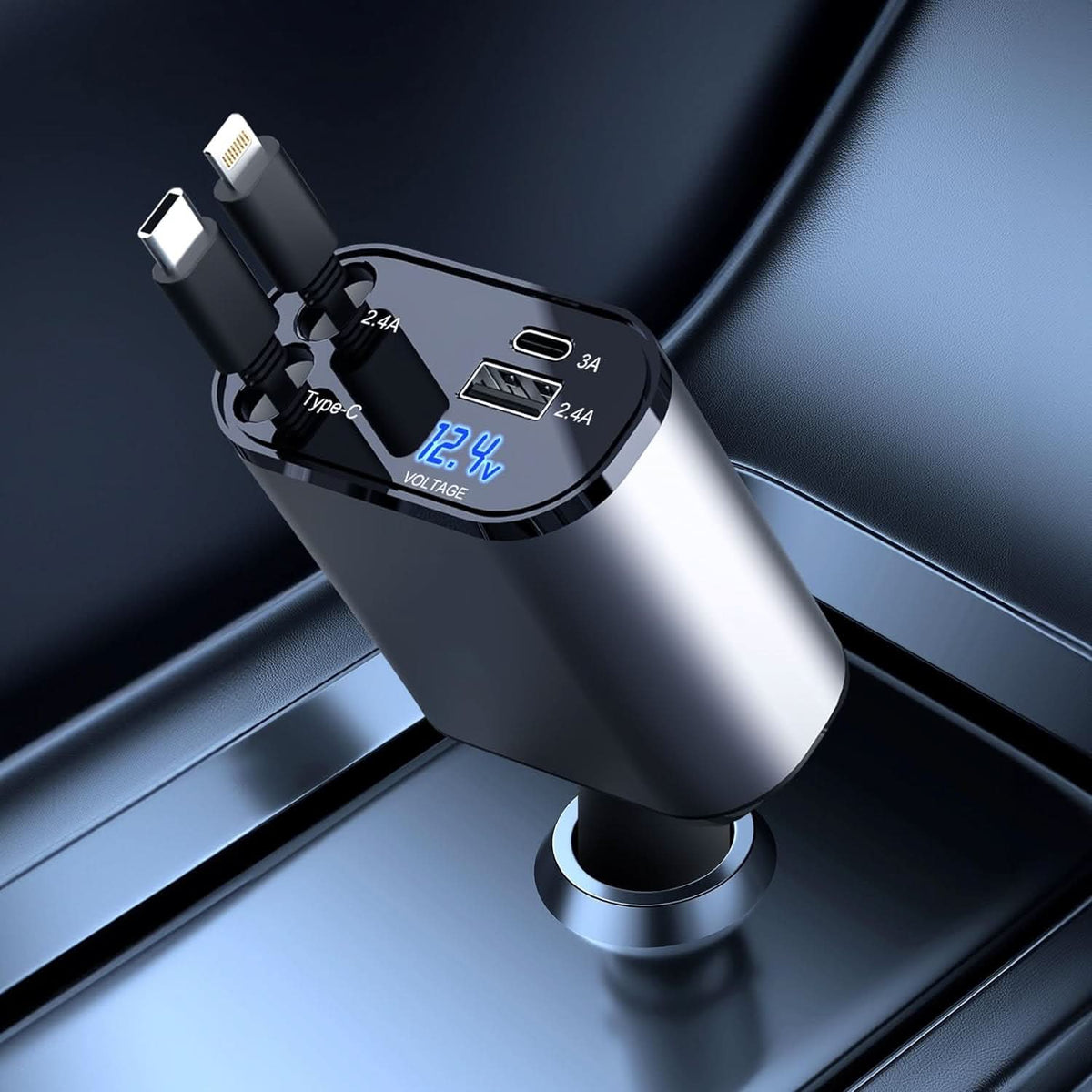Gyors autós töltő intelligens dupla USB porttal 4 az 1-ben 