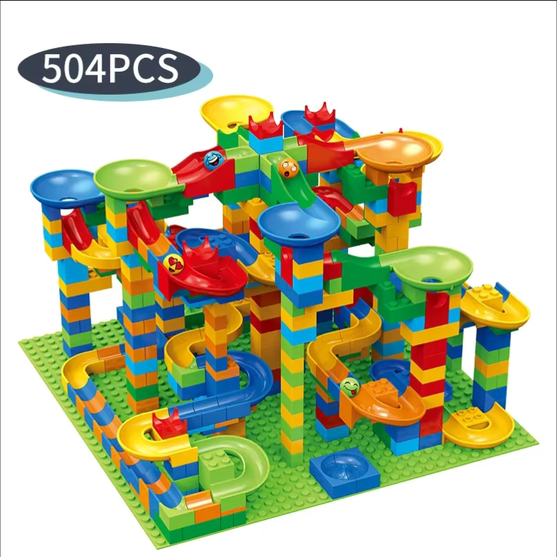 Jeu de construction avec circuit de billes modulable
