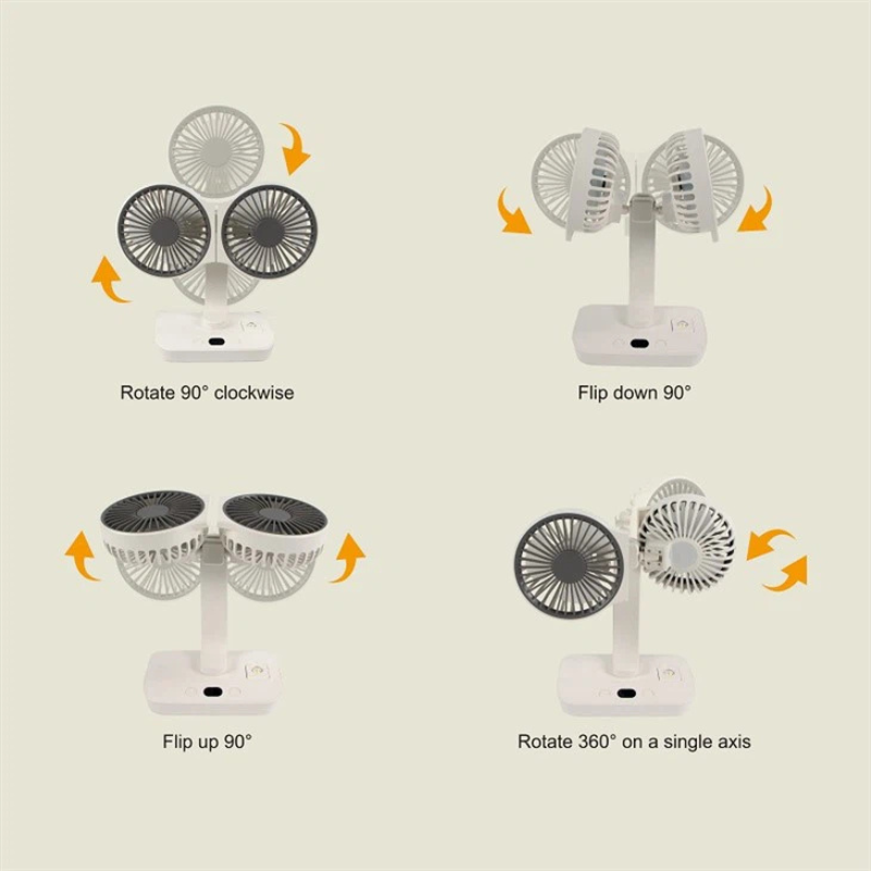 Ventilateur Double Tête Rechargeable Et Orientable