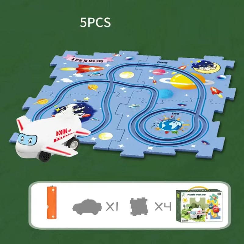 Circuit-puzzle educativo con veicoli elettrici 